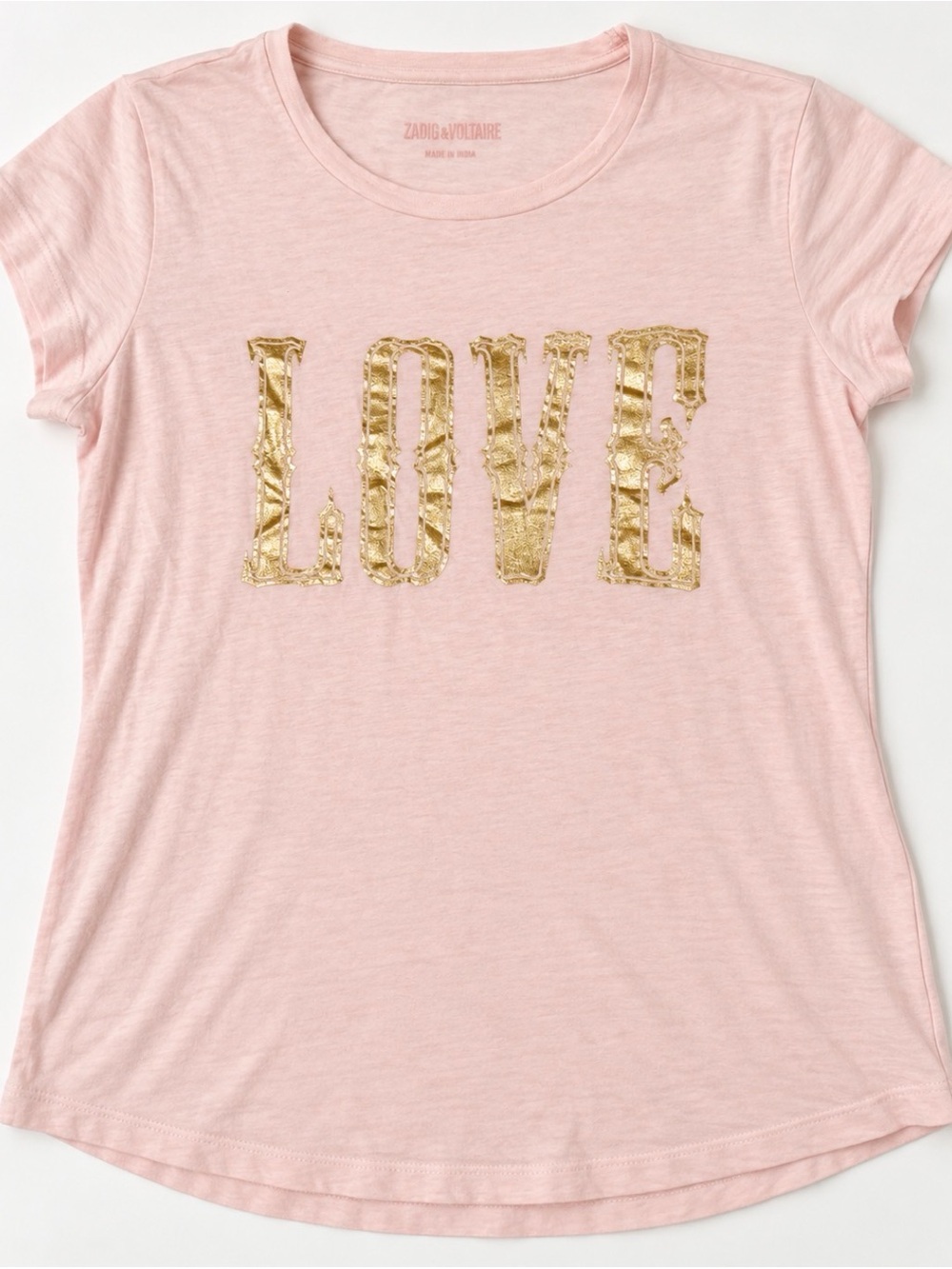 Zadig & Voltaire Skinny Love Pink Gold Graphic T-Shirt Size M
